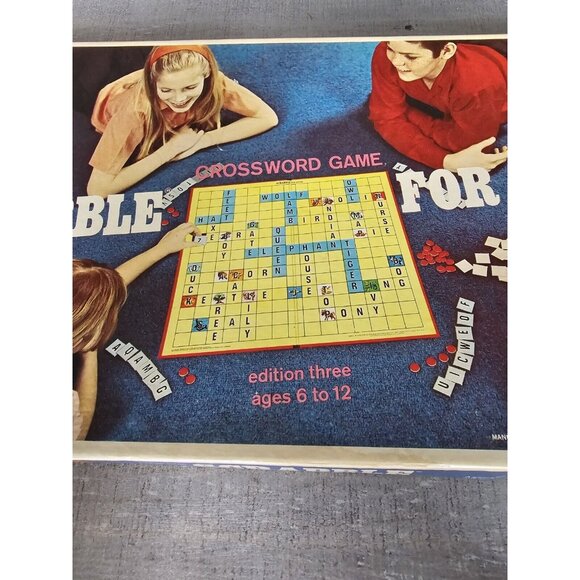 Vintage Scrabble For Juniors Ed 3 1968 Selchow Righter Has All 100 Tiles 2 Sided - Picture 4 of 16